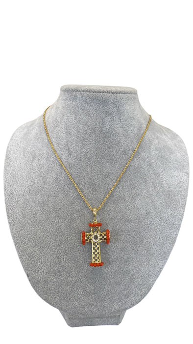 Gargantilla Cruz dorada plata rodizada
