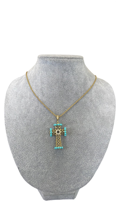 Gargantilla Cruz dorada plata rodizada
