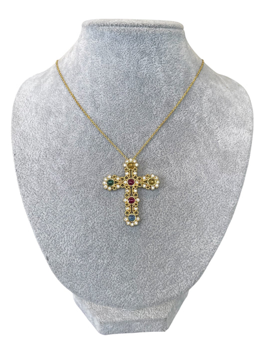 Gargantilla Cruz color plata rodizada