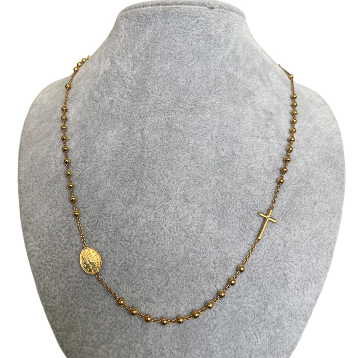 Collar Rosario ✝️ Plata dorado