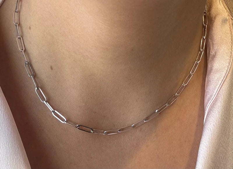 Cadena Paper clip oro italiano 14k