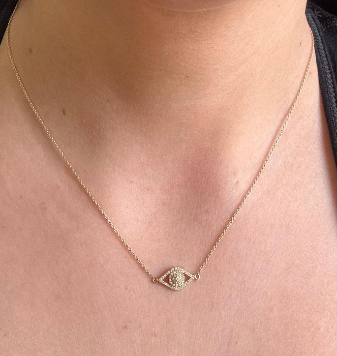 Gargantilla ojo turco oro 14k y diamantes natural