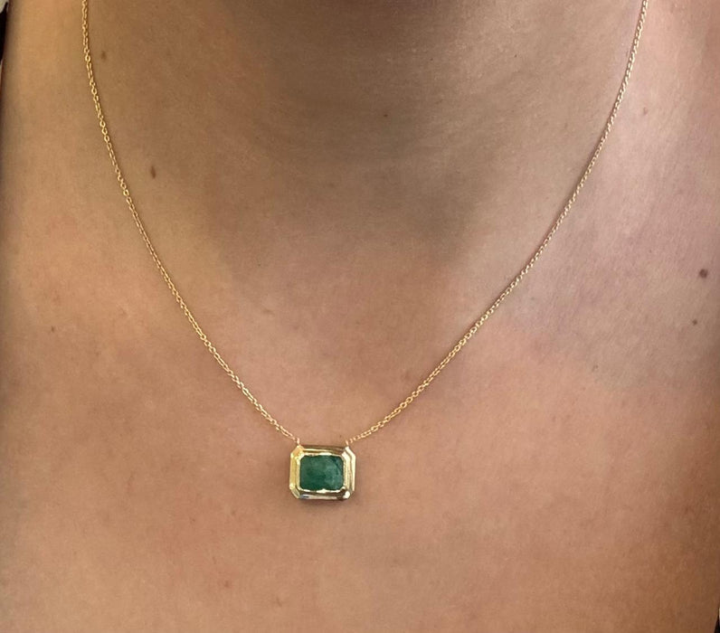 Gargantilla oro 14k bicelada con esmeralda