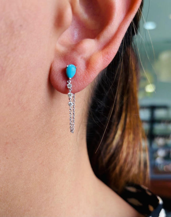 Arracadas oro 14k turquesa y brillante