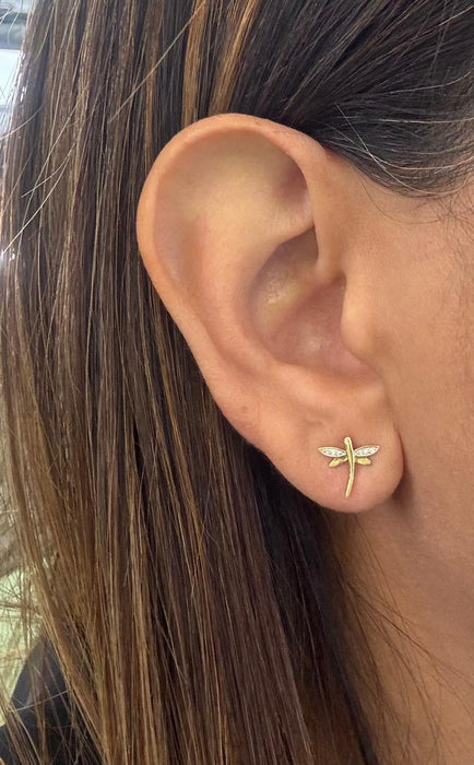 Aretes 10k Libélula brillante
