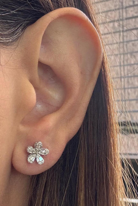 Aretes flor 14k brillante