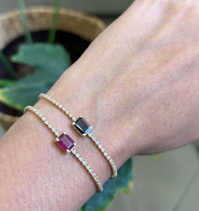 Pulsera 14k zafiro, rubí y diamante