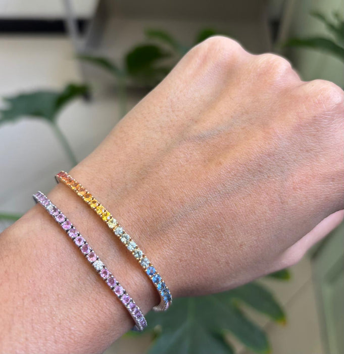 Pulsera oro 14k zafiro colores