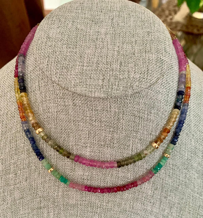 Gargantilla zafiro de colores facetados