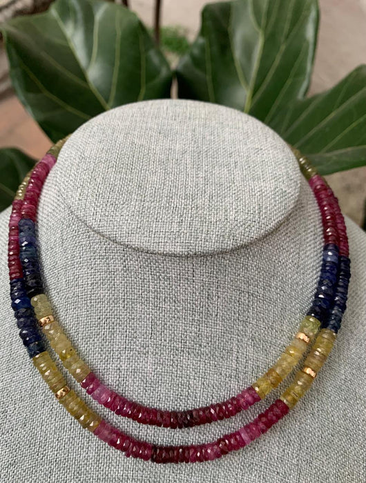Gargantilla zafiros de colores facetados (mediano )
