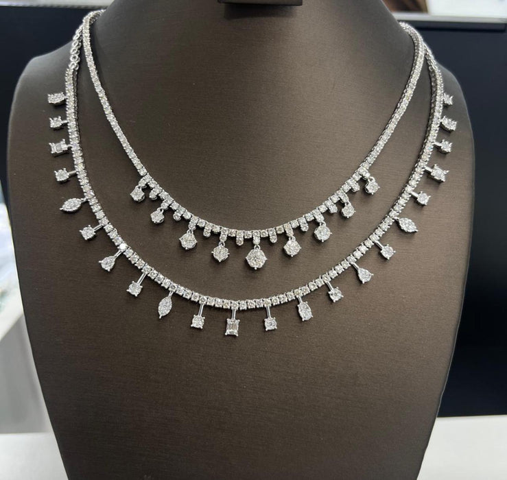 Gargantilla bridal tenis con diamantes Multi Shape  colgando