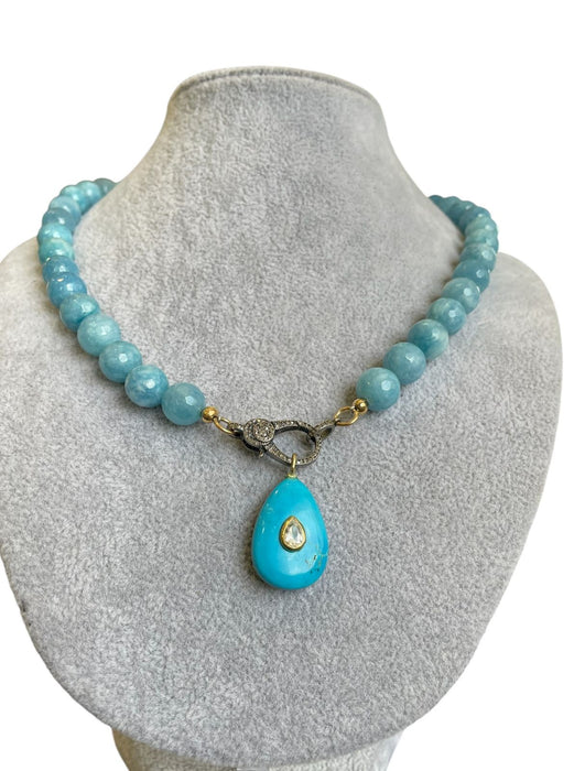 Gargantilla turqueza con dije unión y piedra natural