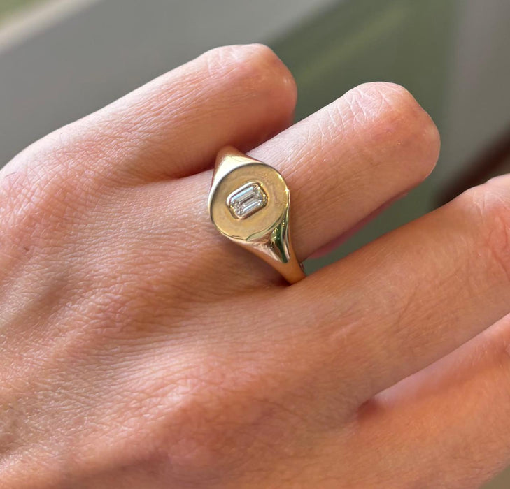 Anillo oro 14k baguette