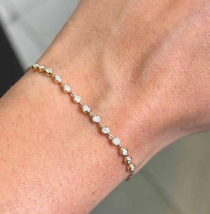 Pulsera oro 14k con diamantes naturales bicelados