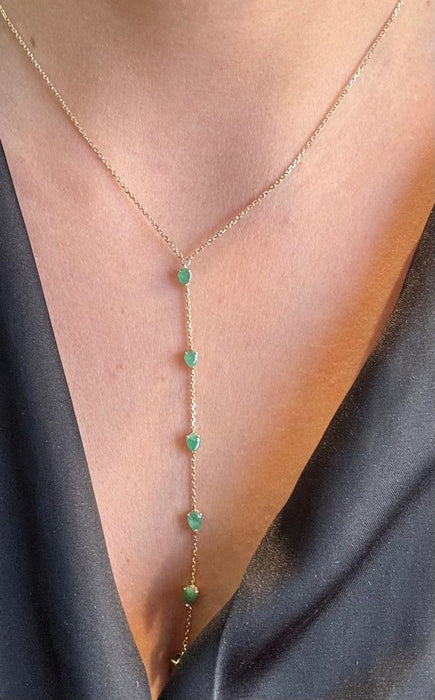 Gargantilla corbatin oro 14k esmeralda