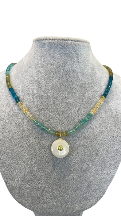 Gargantilla Aguamarina Peridoto y perla