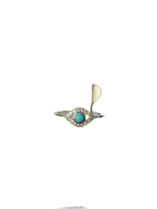 Anillo 💍 turquesa plata rodizada con zirconia