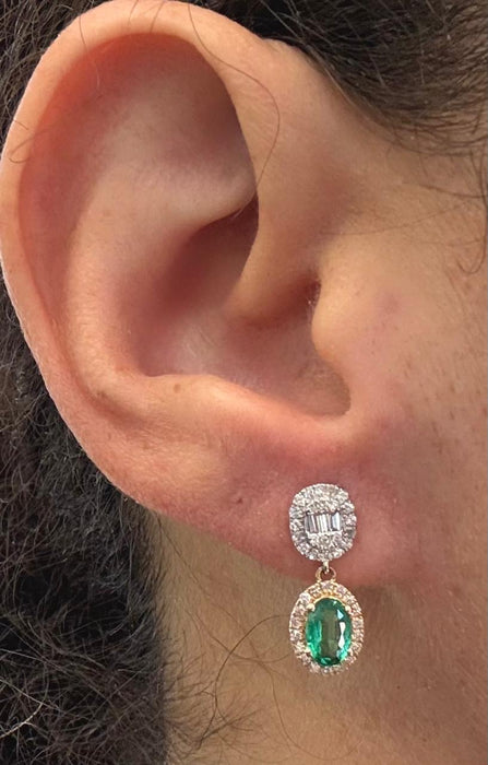 Aretes 14k diamantes/esmerlada AR810