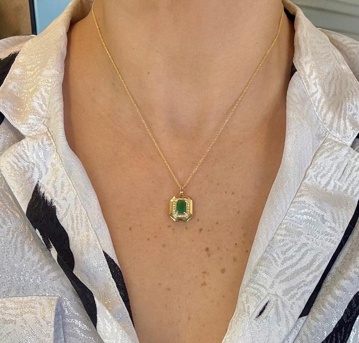 Gargantilla 14K esmeralda/diamantes GA593