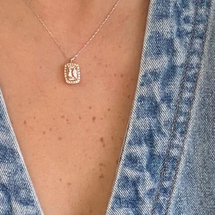 Gargantilla 18K morganita/diamante GA417
