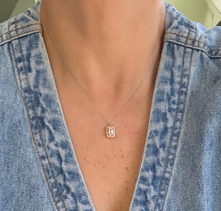 Gargantilla 18K morganita/diamante GA417