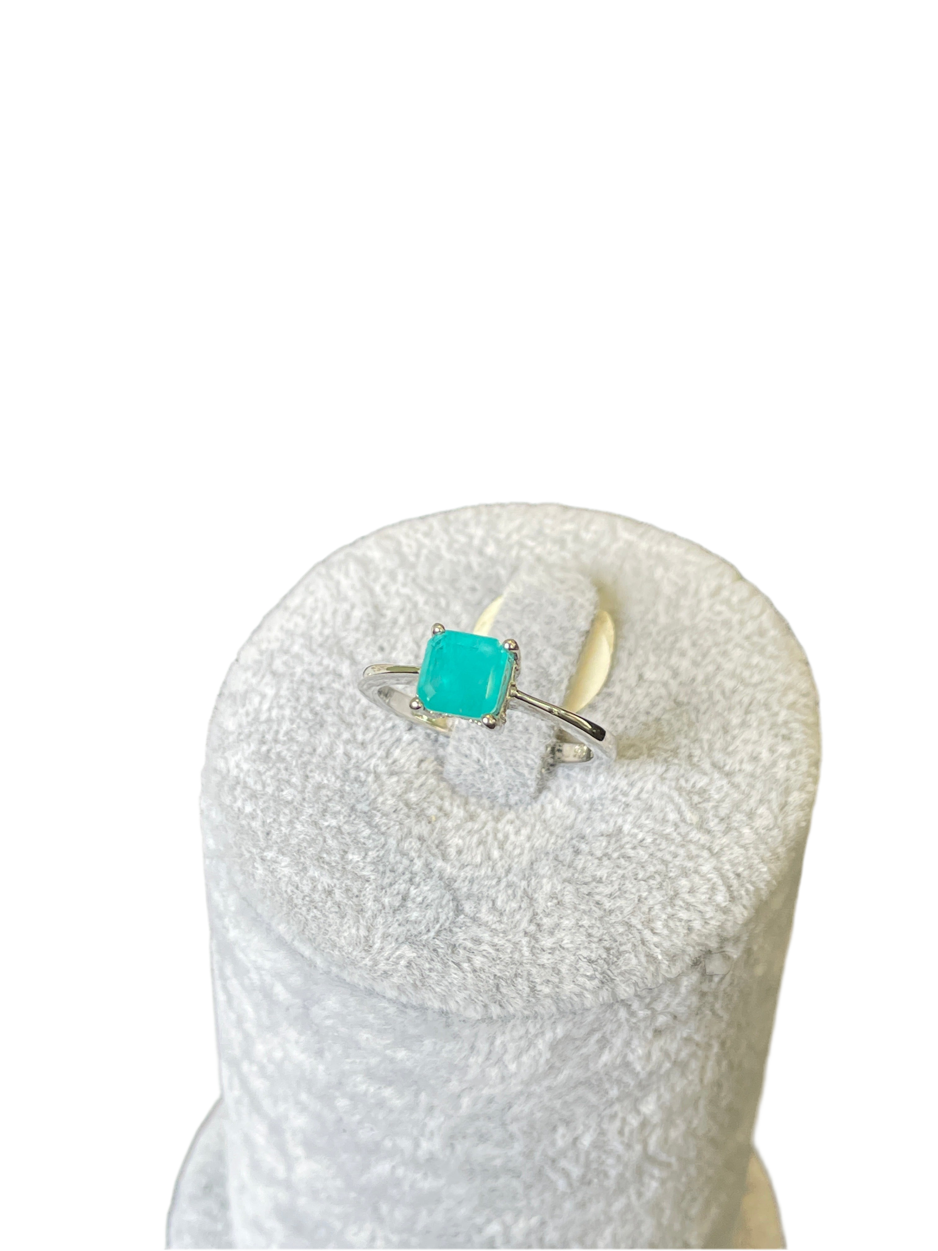 Anillo 💍 Paraiba plata rodizada con zirconia