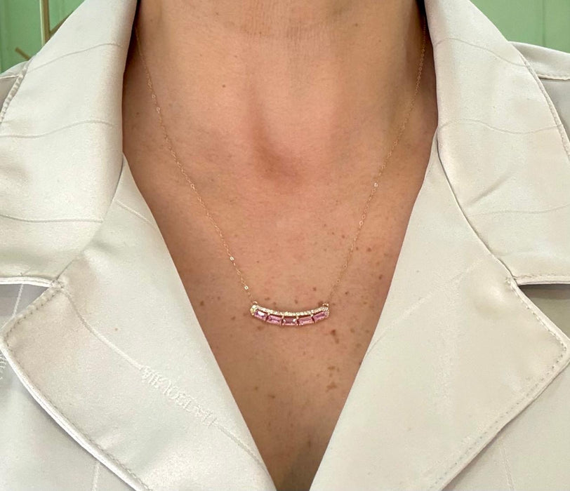 Gargantilla 14K zafiro rosa GA660