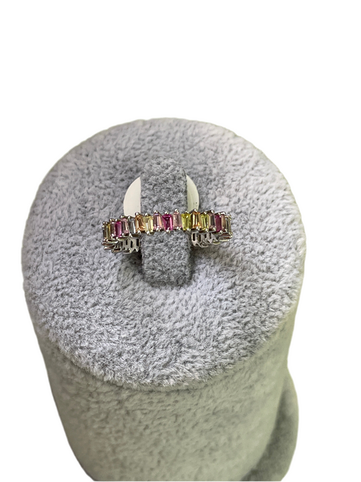 Churumbela plata rodizada con zirconia rainbow 🌈