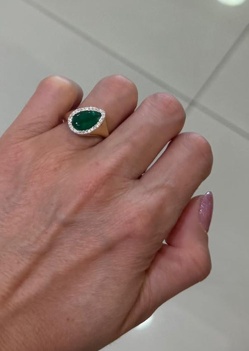 Anillo 14k esmeralda/diamantes AN597