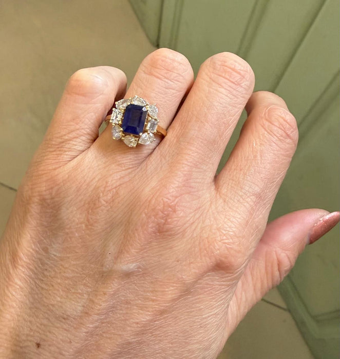 Anillo 14k zafiro/diamantes AN005