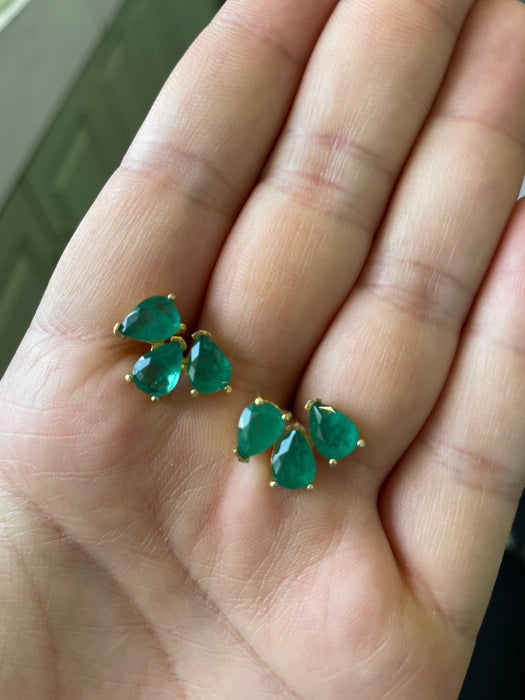 Aretes 3 gotas plata rodizada con jade