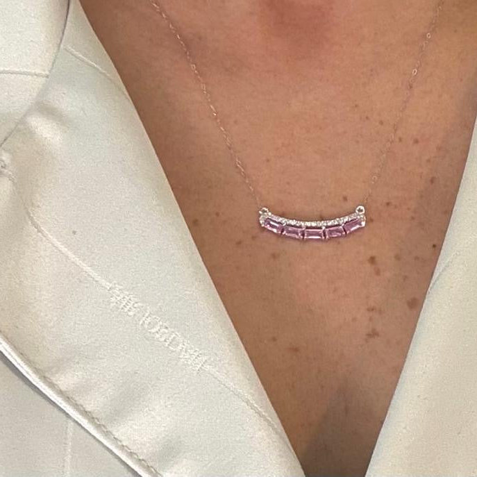 Gargantilla 14K zafiro rosa GA685