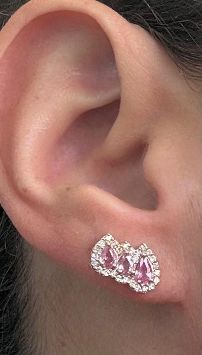 Aretes 14K brillantes zafiro rosa AR736