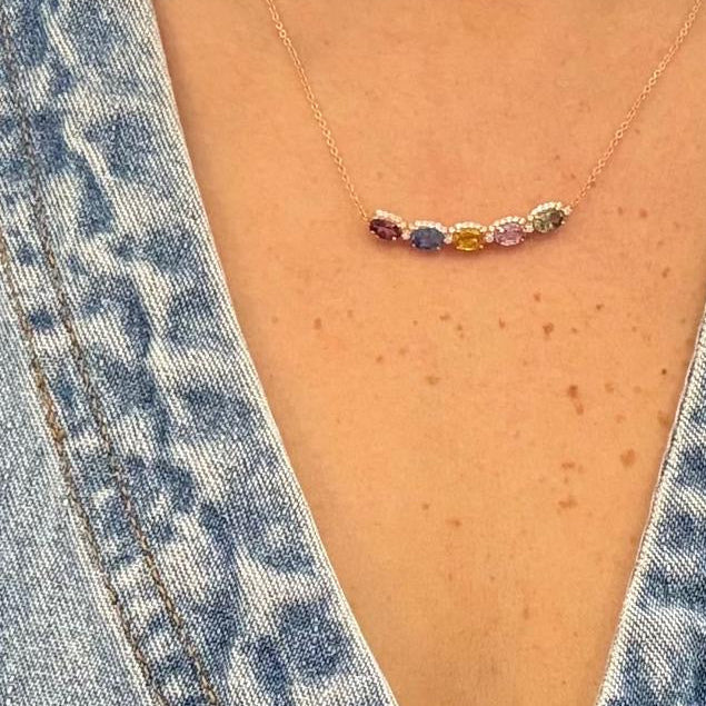 Gargantilla 14K zafiro colores GA410