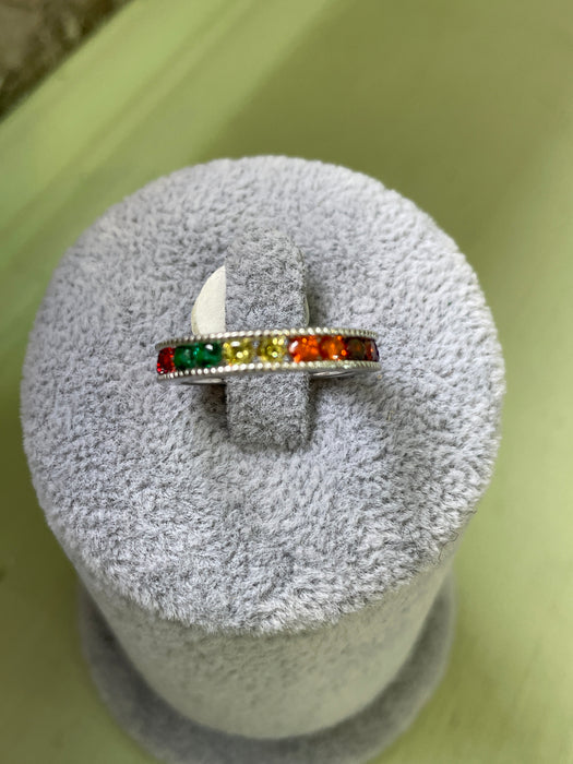 Churumbela rainbow 🌈 plata rodizada con zirconia