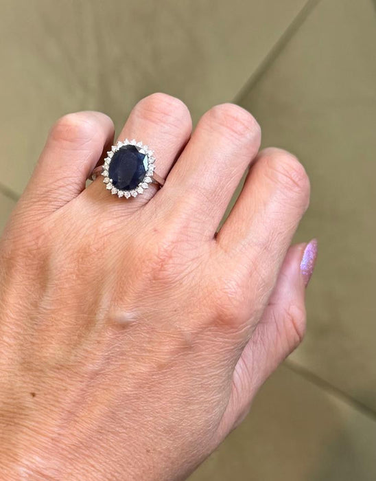 Anillo 14k zafiro/diamante AN550