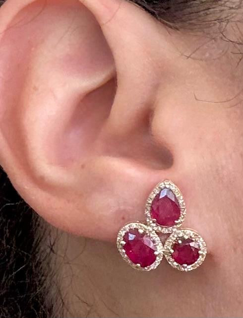 Arete 14k rubí/diamantes AR793