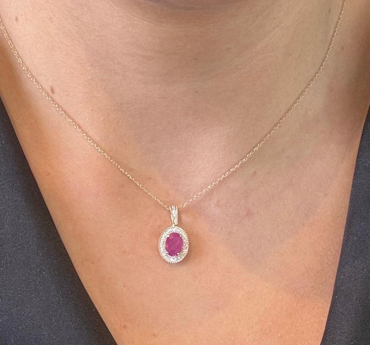 Gargantilla oro 10k con diamantes naturales y rubíe