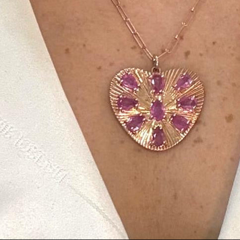 14K Pink Sapphire Necklace GA639