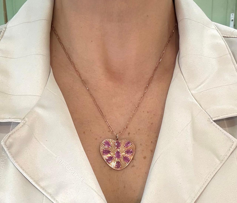 Gargantilla 14K zafiro rosa GA639