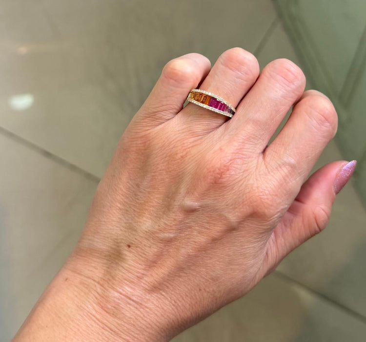 Anillo 14k zafiro colores AN601