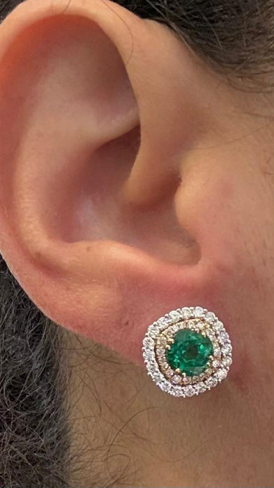 Aretes 14k diamantes/esmeralda AR844