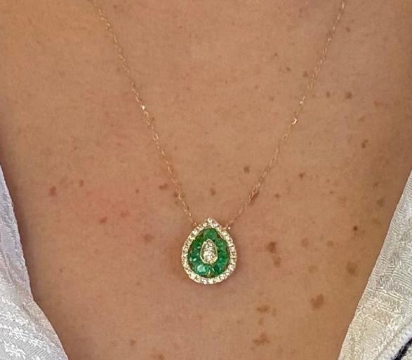 Gargantilla 14K esmeralda/diamantes GA659