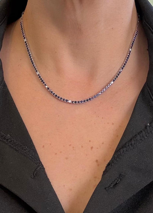 Gargantilla 14K diamante negro y diamante natural GA324