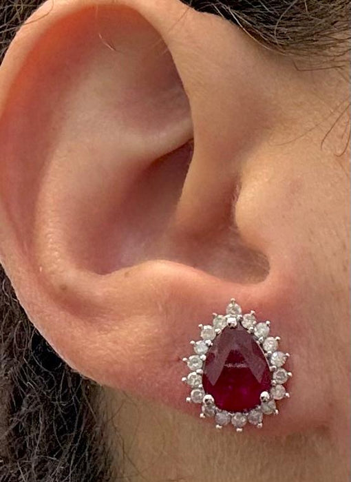 Aretes 14k rubí/diamante AR766