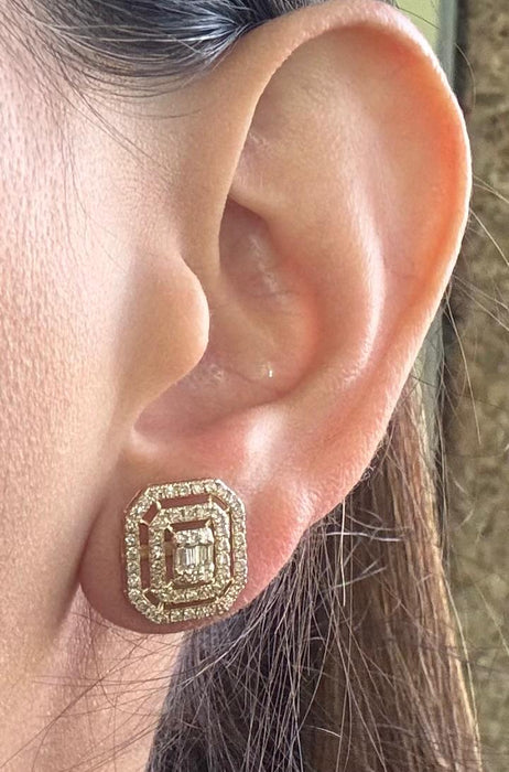 Broquel oro 14k con diamantes naturales