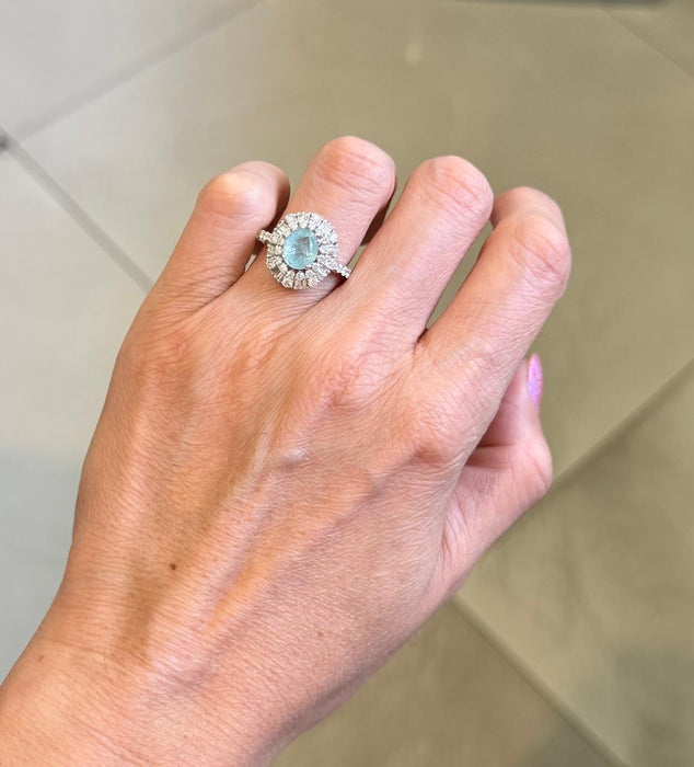 Anillo 18k Paraiba/diamante AN467