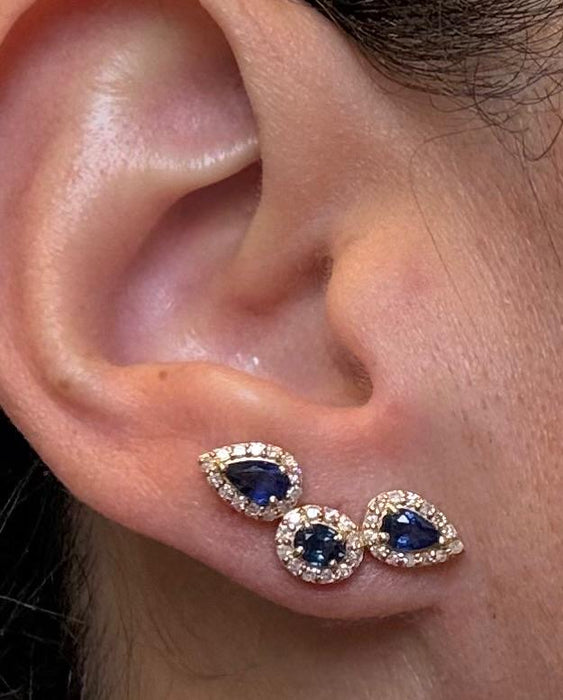 Aretes 14k brillantes/zafiro AR717