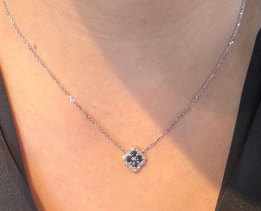 Gargantilla oro 14k con diamantes naturales y Zafiro