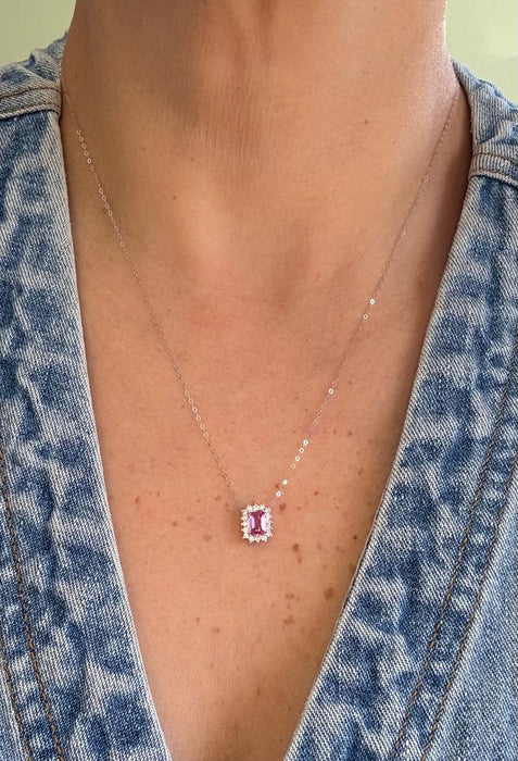 Gargantilla 14K zafiro rosa/diamantes GA652
